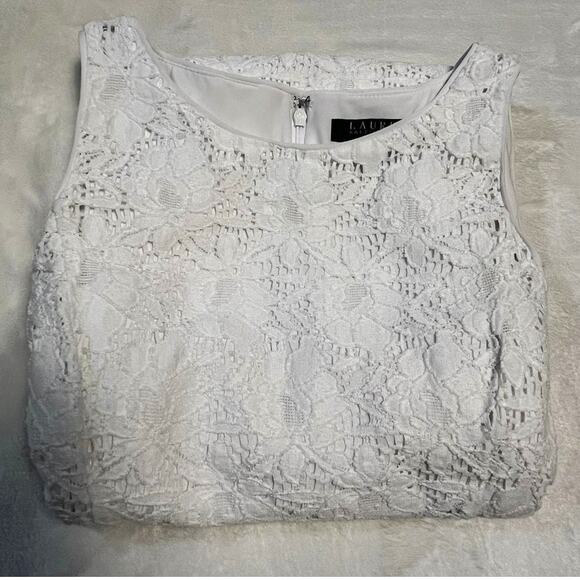 Ralph Lauren Spring Floral Crochet Dress Size 2 White Below Knee Midi Easter Pur - Picture 9 of 9